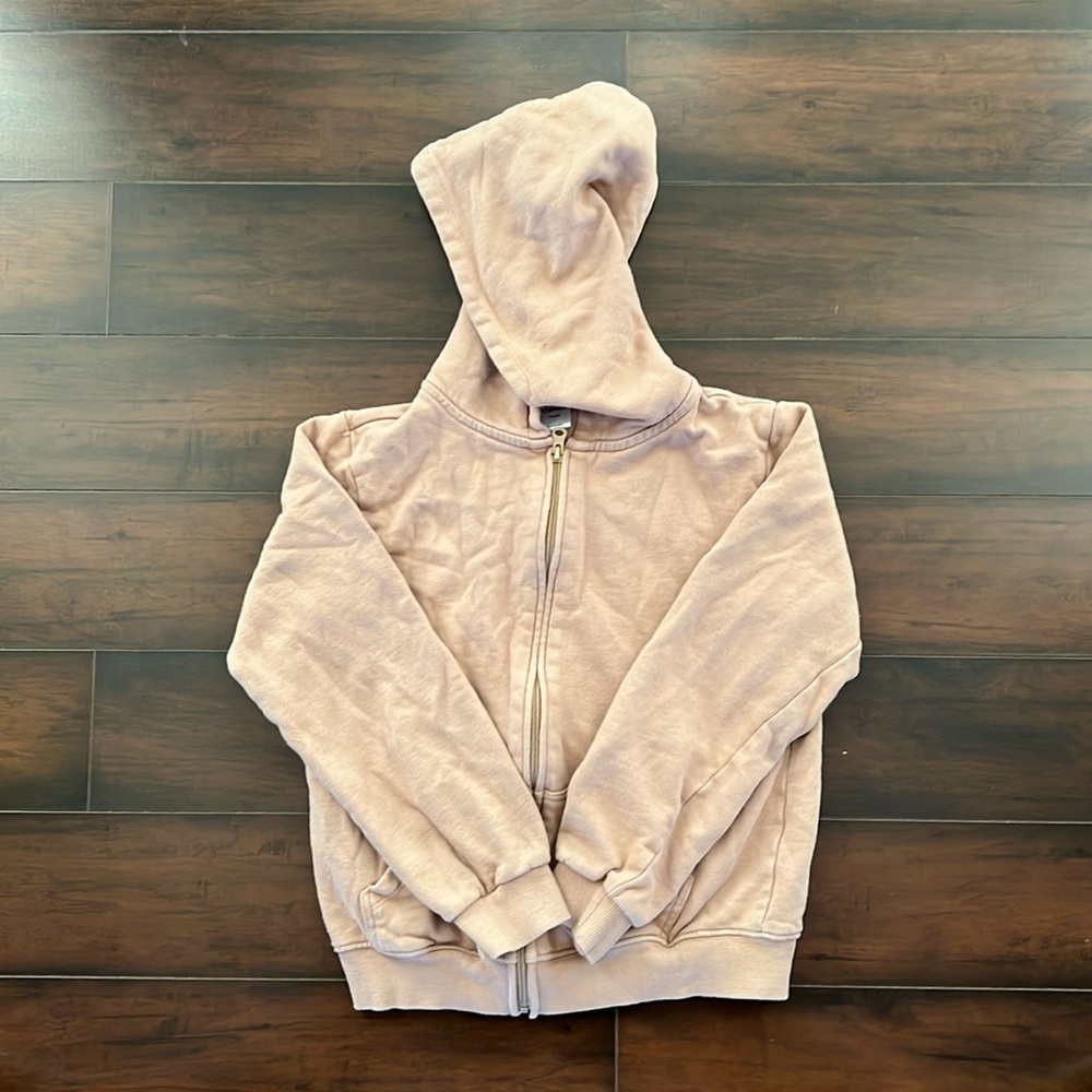 Tan hooded full zip sweatshirt. Youth 10